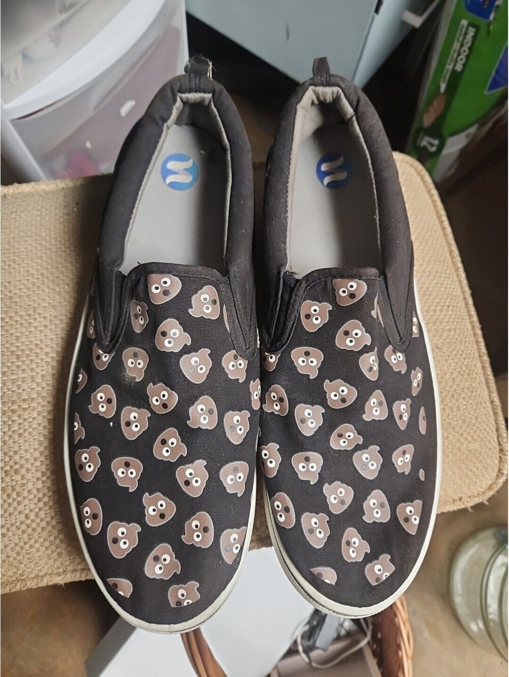 Canvas Slip On Sneaker Poop Emoji  Shoes Mens Size 12!